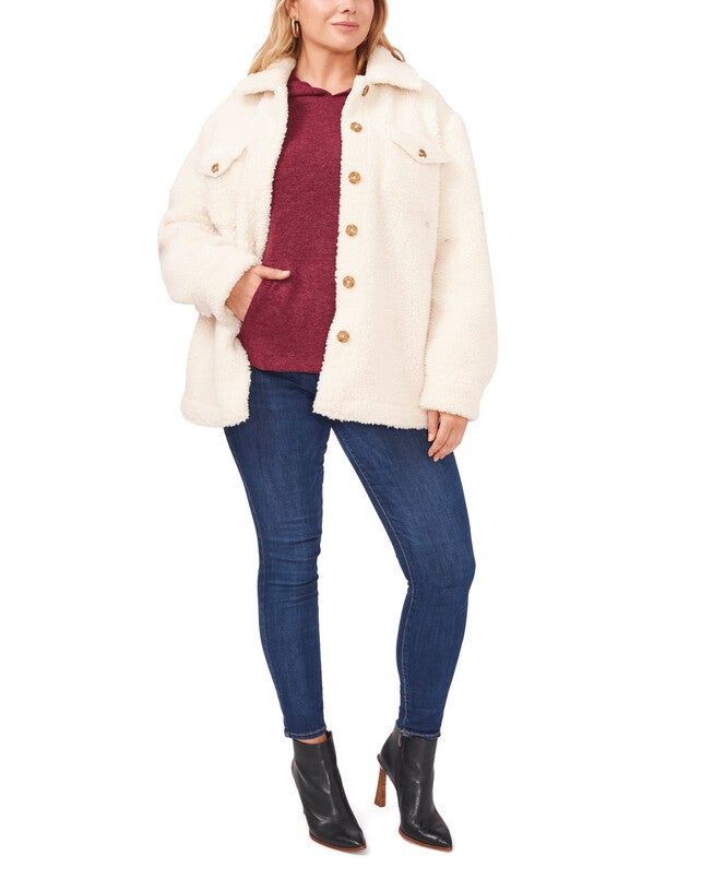 Front Pocket Collared Jacket, VANILLA / Vanilla, alternate image number 3