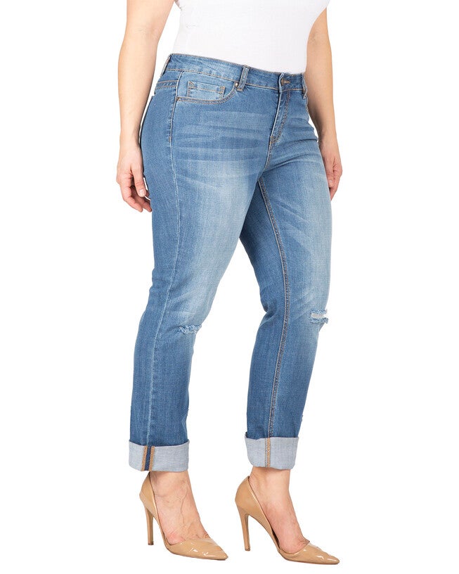 X-Boyfriend Rolled Cuff Jeans, 3178DKBLUE / Dark Wash, alternate image number 4
