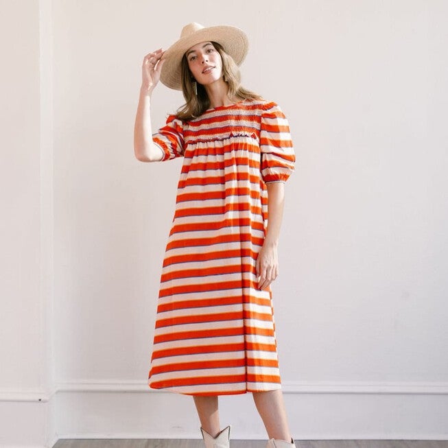 Hidalgo Stripe Nomad Dress, OrangeCream / Orange, alternate image number null