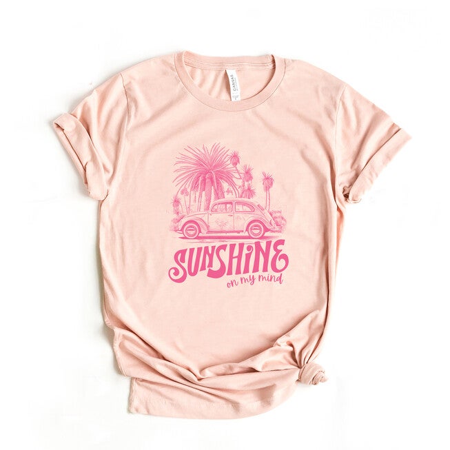 Sunshine On My Mind Car Short Sleeve Graphic Tee, Blush / Pink, hi-res image number null