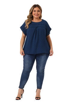 Swiss Dots Lace Crochet Short Sleeve Chiffon Blouse