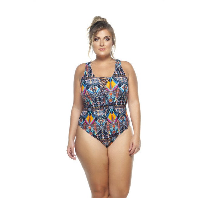 Swimsuit With Braided Detail On The Bust, Multicolor / Navy, hi-res image number null