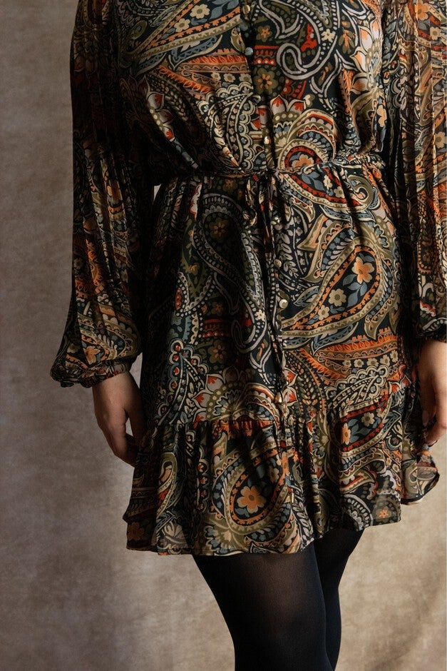 Annick - Gabrielle Short Dress Paisley Print, Brown / Brown, alternate image number 3