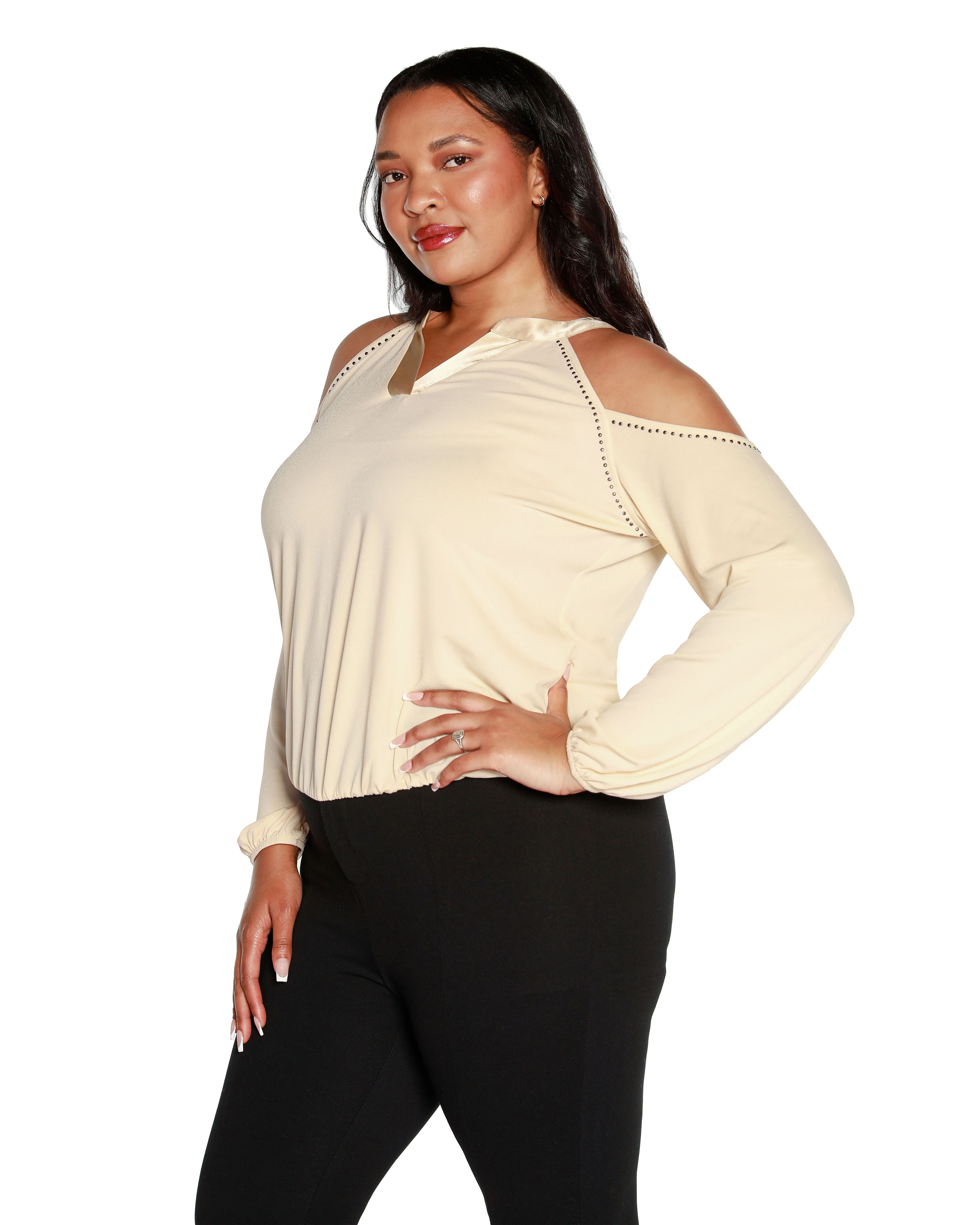 Studded Cold-Shoulder Top, , alternate image number 4