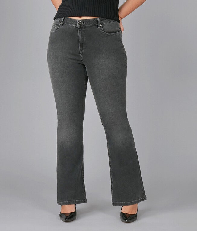 Women's ALICE-GMS High Rise Flare Jeans, Grey Moonstone / Charcoal Grey, alternate image number 1