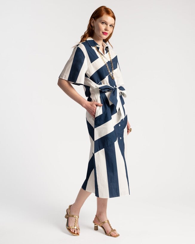 Amanda Midi Dress, NavyWhite / Navy, alternate image number 4