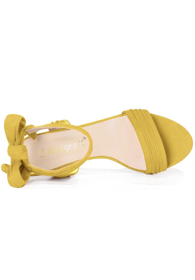 Open Toe Ankle Tie Back Chunky Heel Sandals, Yellow / Yellow, alternate image number 3