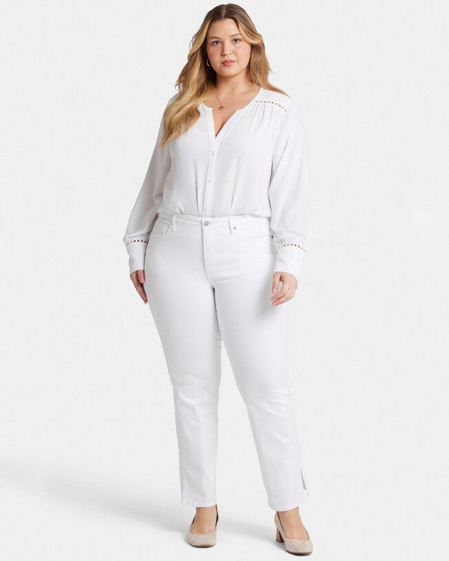 Barbara Bootcut Side Slits, Optic White / White, hi-res image number 0