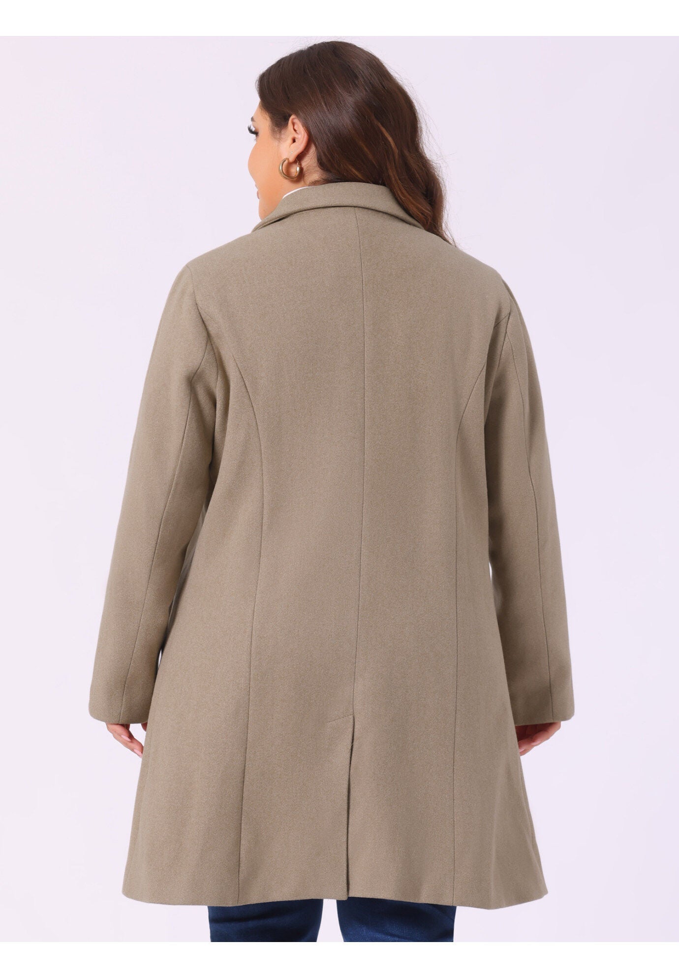SINGLE BREASTED NOTCHED LAPEL LONG WINTER COAT, Light Brown / Brown, alternate image number 3