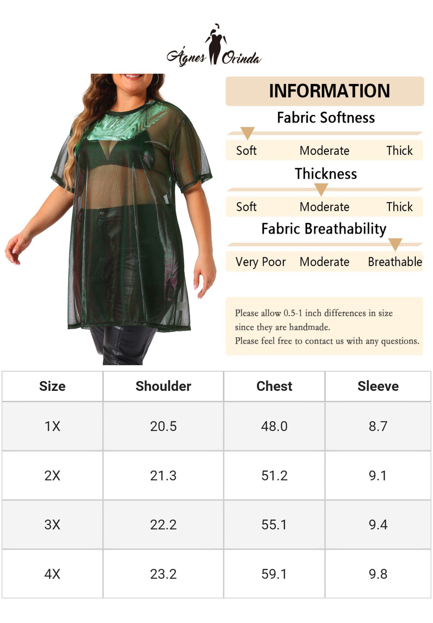 Sheer Mesh Top See Through Holographic Long Tee, Purple Green / Purple, alternate image number 4