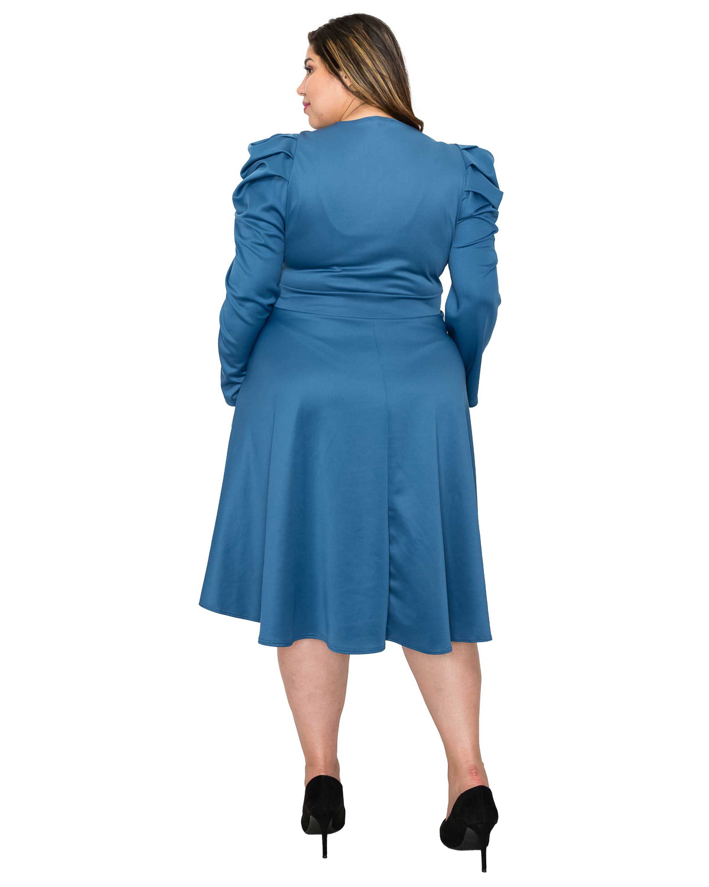 KIM FLARE DRESS, Indigo / Azure Blue, alternate image number 1