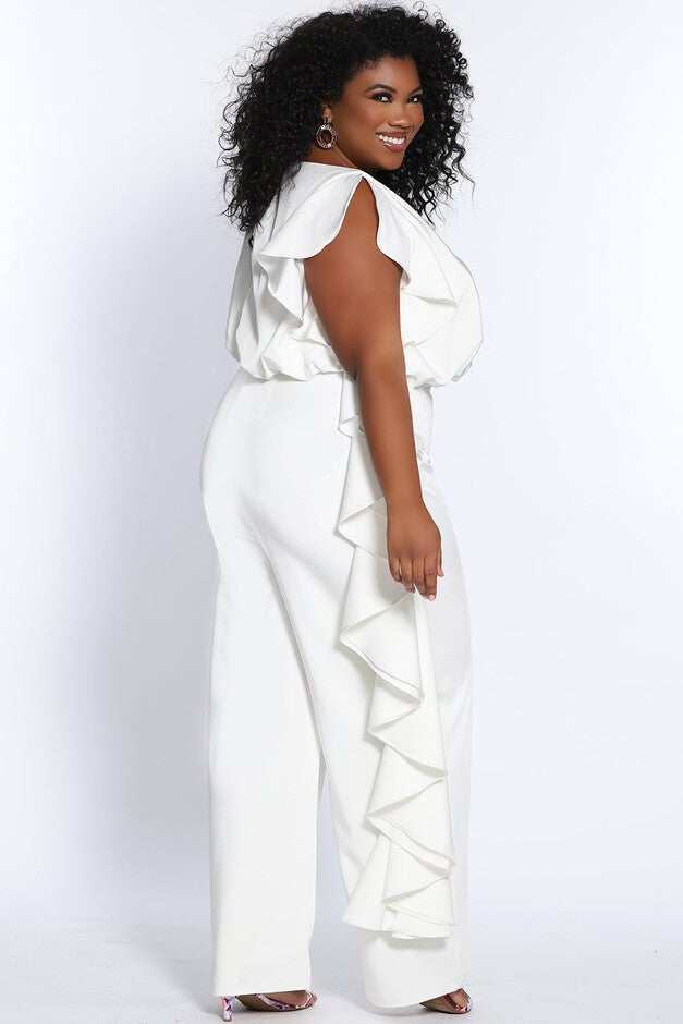 ALL ABOUT THE FRILLS JUMPSUIT, Ivory / Ivory, alternate image number 1