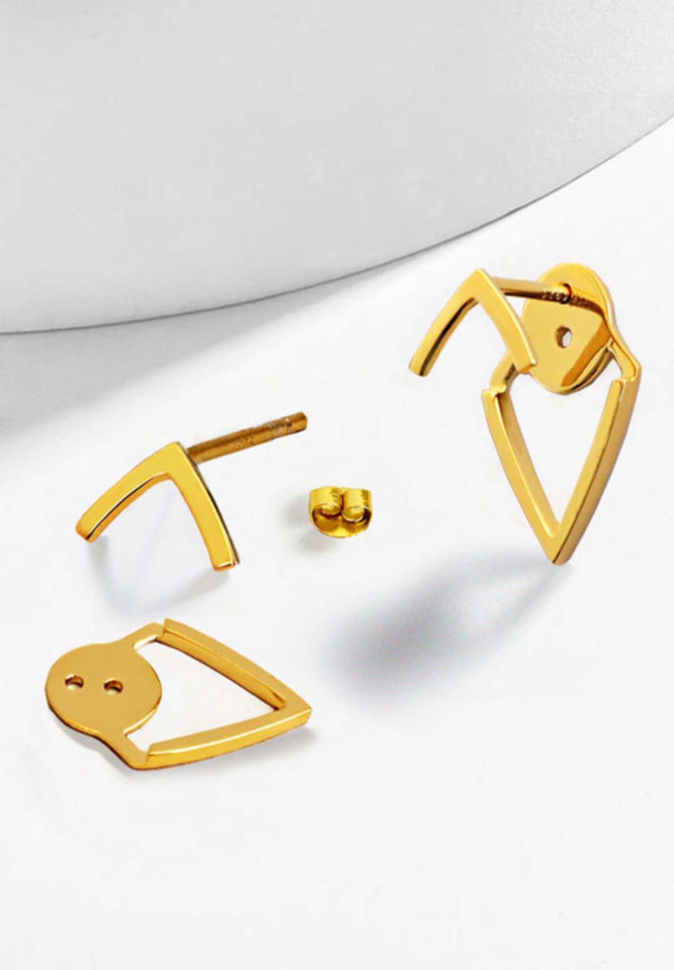 TRILL 2-Way Convertible Wishbone Studs, Gold / Gold, alternate image number 6