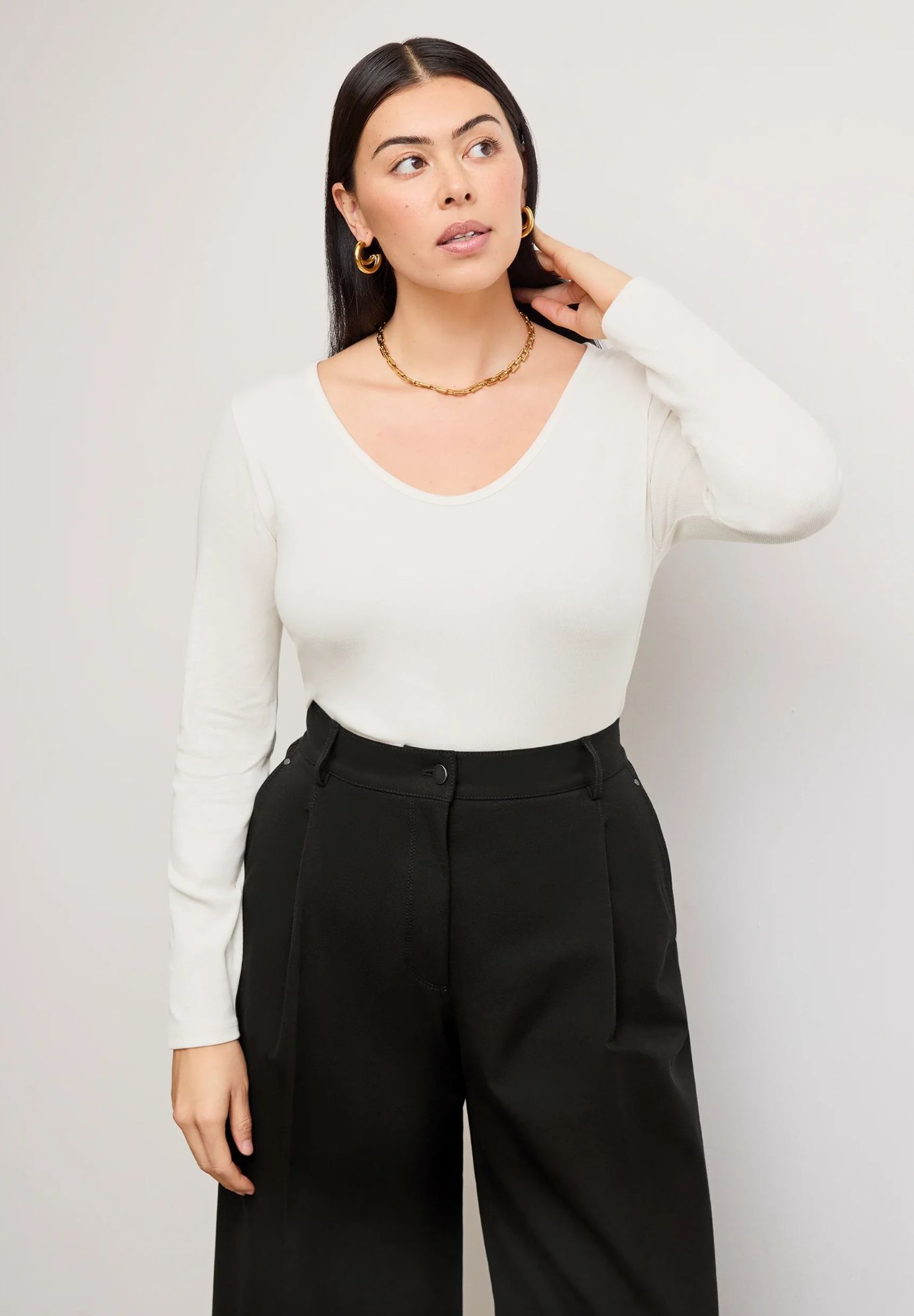 Marcia Layering T-Shirt - Ribbed Pima Cotton, Ivory / Ivory, hi-res image number 0