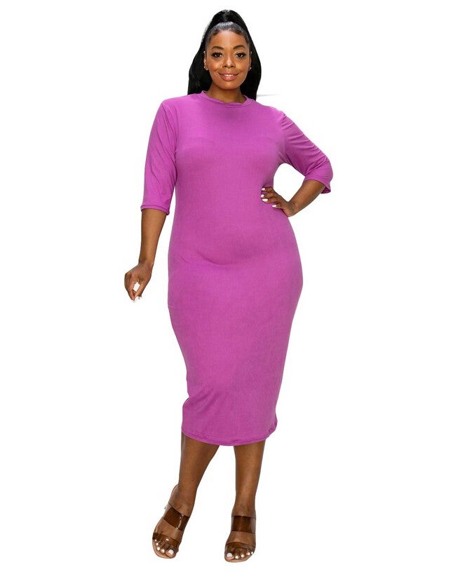 MONA MIDI DRESS, Purple / Purple, hi-res image number 0