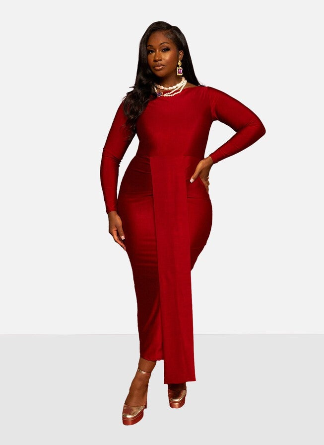 Nia Bodycon Maxi Dress, Red / Red, alternate image number 1