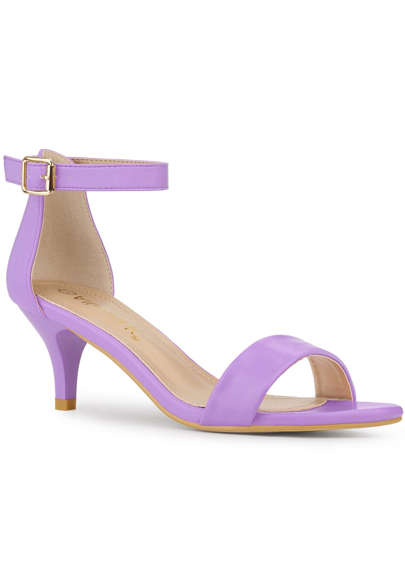 Open Toe Kitten Heeled Ankle Strap Sandals, Purple / Purple, hi-res image number 0