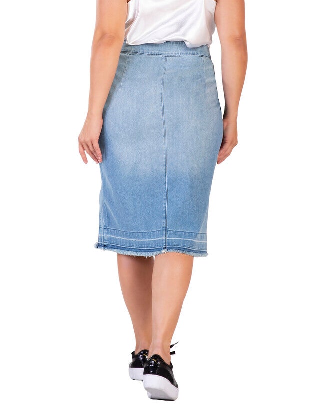 Alanis Plus Size Womens Raw Edge Slit Skirt, SUBLIMEBLUE / Light Blue, alternate image number null