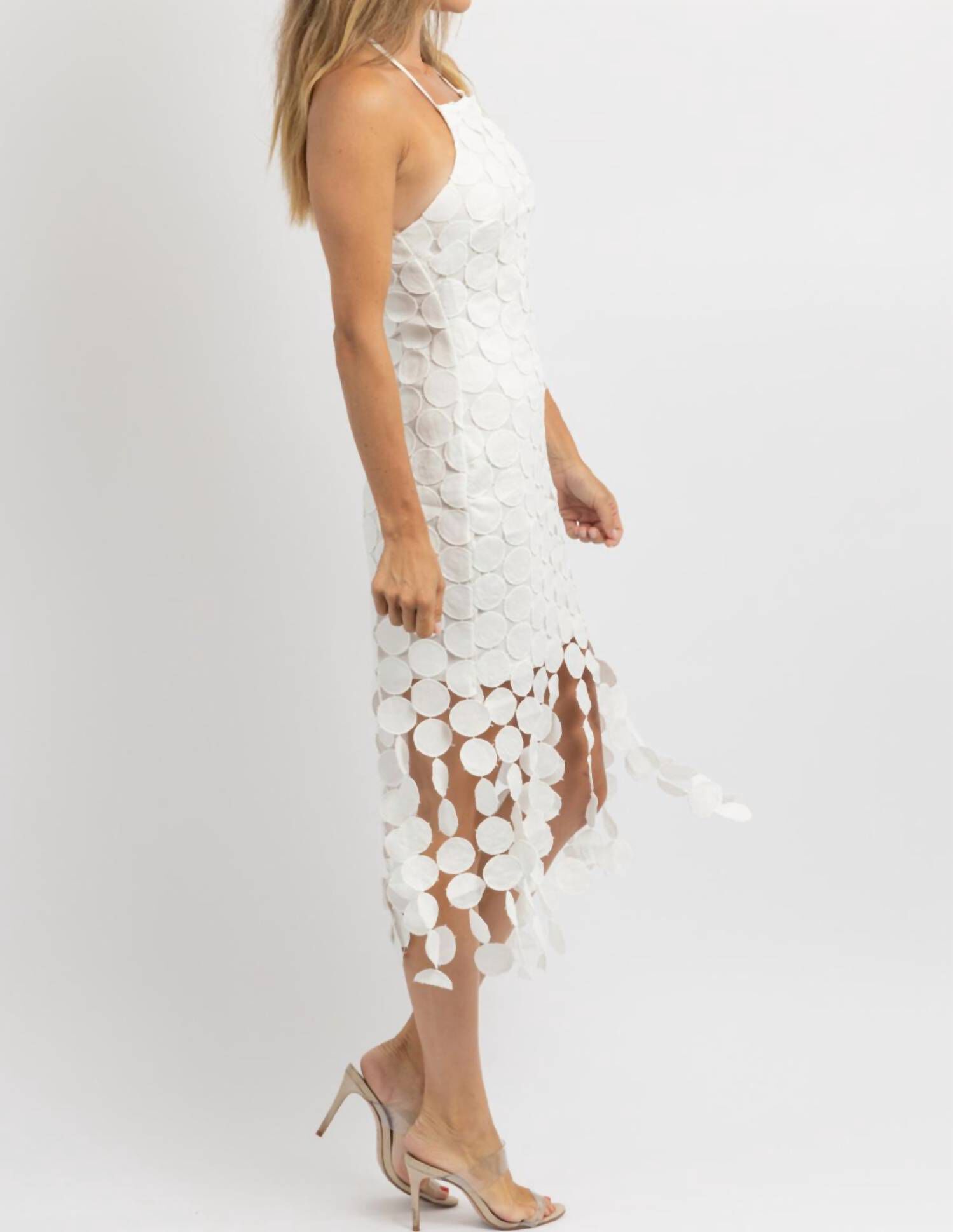 AMIAH TIERED MIDI DRESS IN WHITE, , alternate image number 9