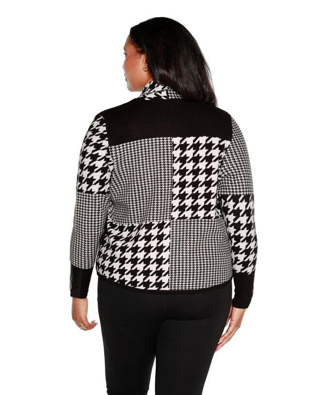 Plus Size Chain Detail 3/4-Sleeve Sweater, Black / Black, alternate image number null