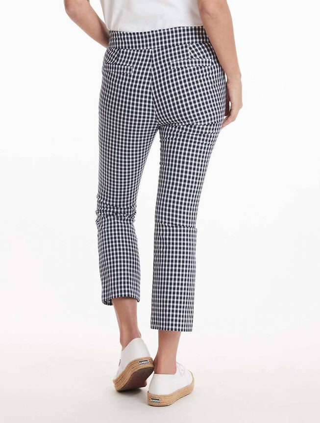 GIGI GINGHAM KICK FLARE PANT IN NAVY/WHITE, NavyWhite / White, alternate image number 2