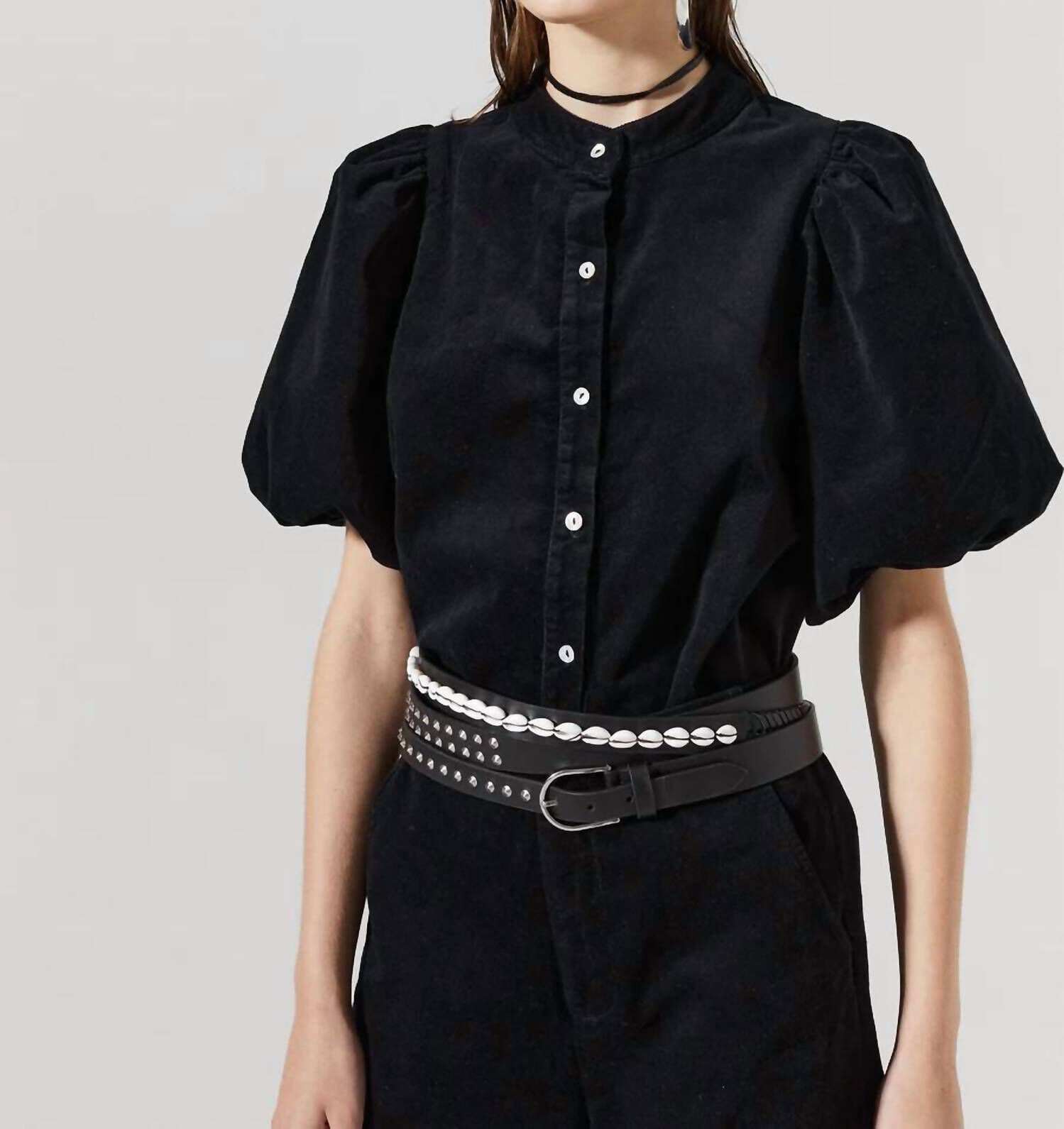 BUBBLE CORDUROY SHIRT IN BLACK, , alternate image number 7