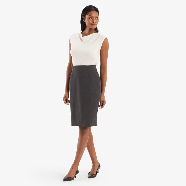 Cobble Hill Skirt - Tropical Wool :: Gray Melange, Gray Melange / Charcoal Grey, alternate image number 3