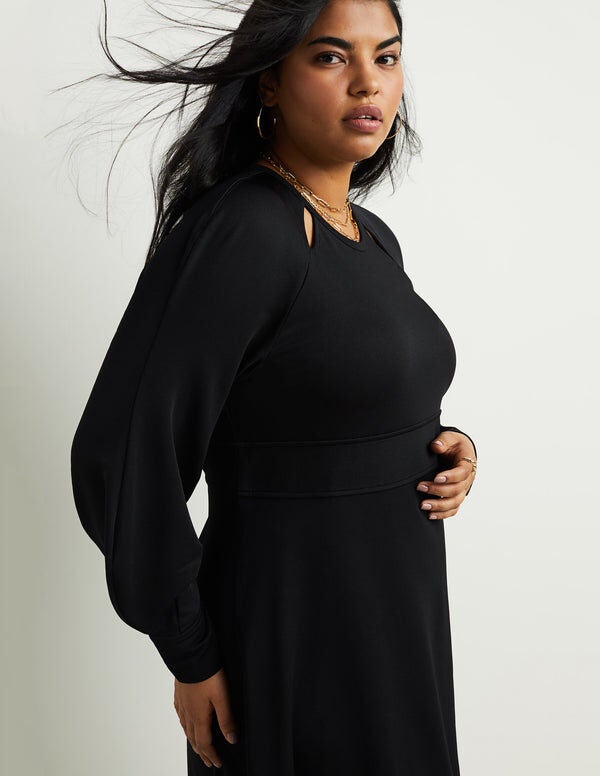 Banded-Waist Midi Dress, , alternate image number 7