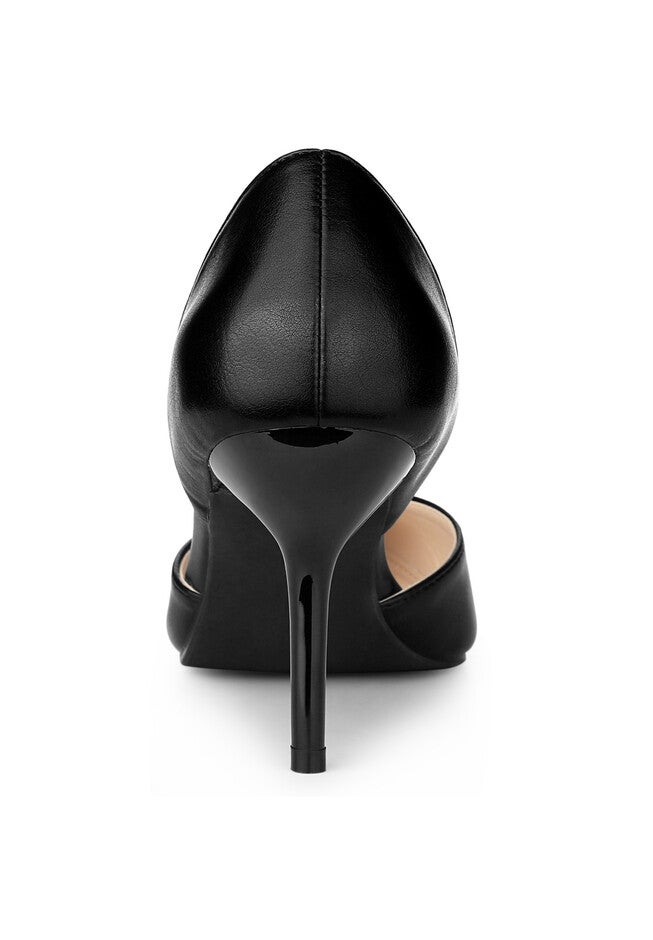 Pointed Toe Slip on Stiletto High Heel Dress Pump, Black / Black, alternate image number 2