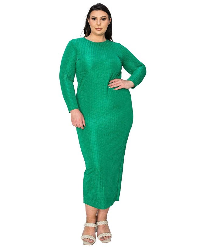 KYLO TEXTURED BODYCON DRESS, Kelly / Kelly Green, alternate image number 1