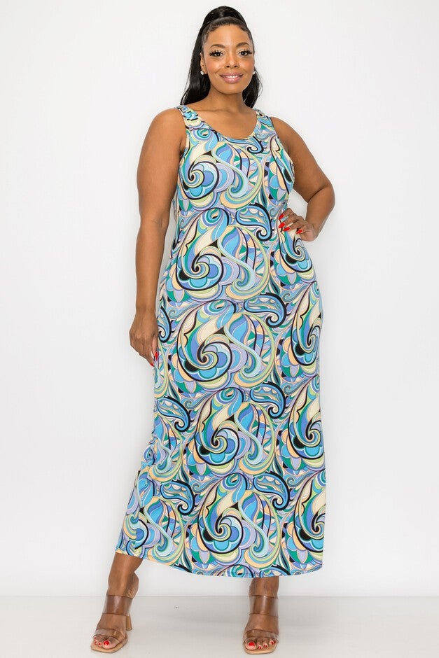 ARIES SLEEVELESS MAXI DRESS, BlueBlack / Azure Blue, hi-res image number null