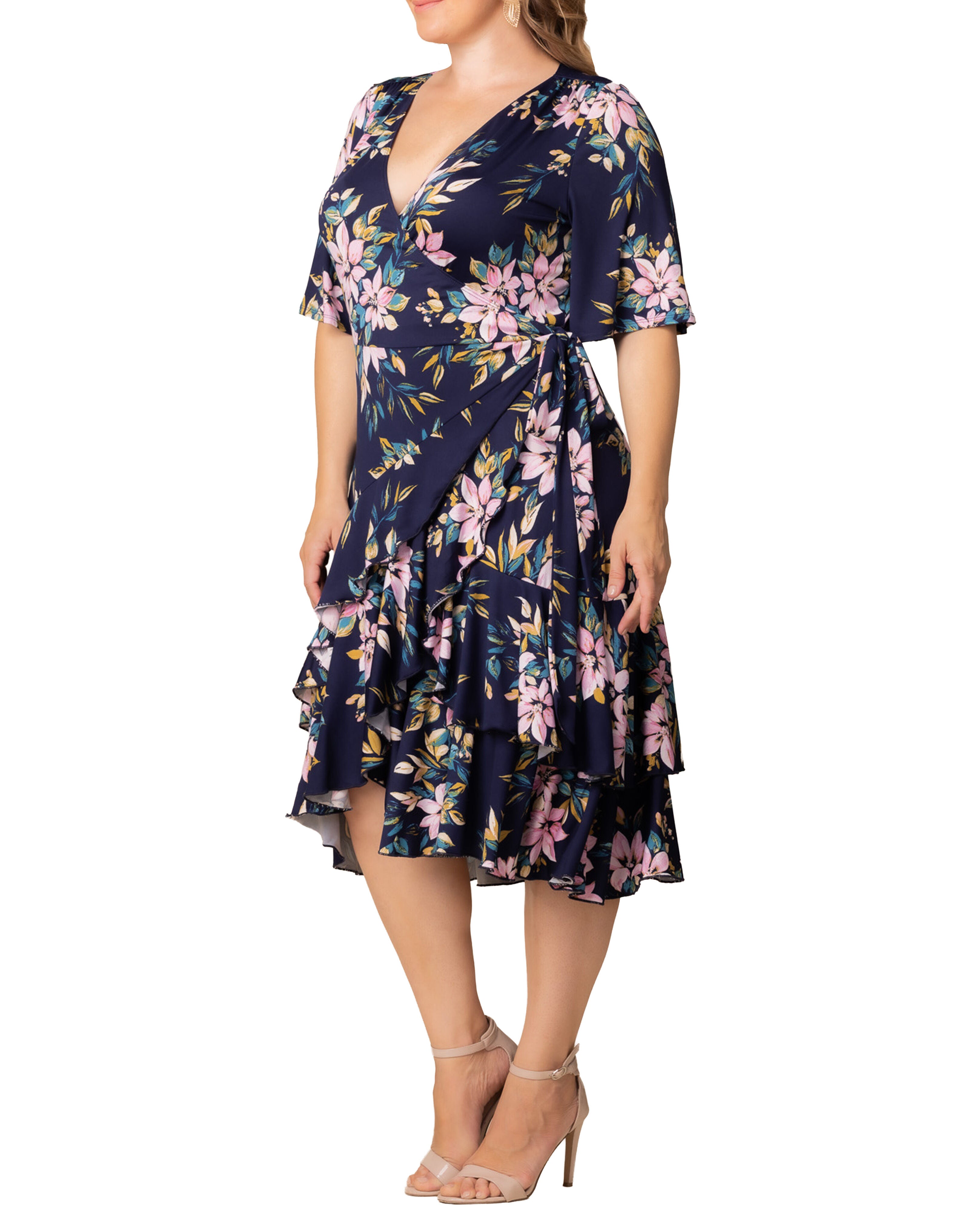 Miranda Wrap Dress, NAVY ROMANTIC FLORALS / Navy, alternate image number 2