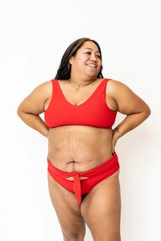 Rose Ribbed Reversible Bikini Top