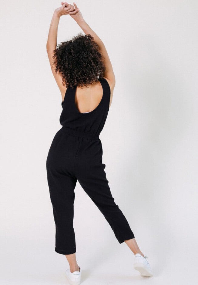 Jameela Organic Cotton Gauze Jumpsuit, Black / Black, alternate image number null