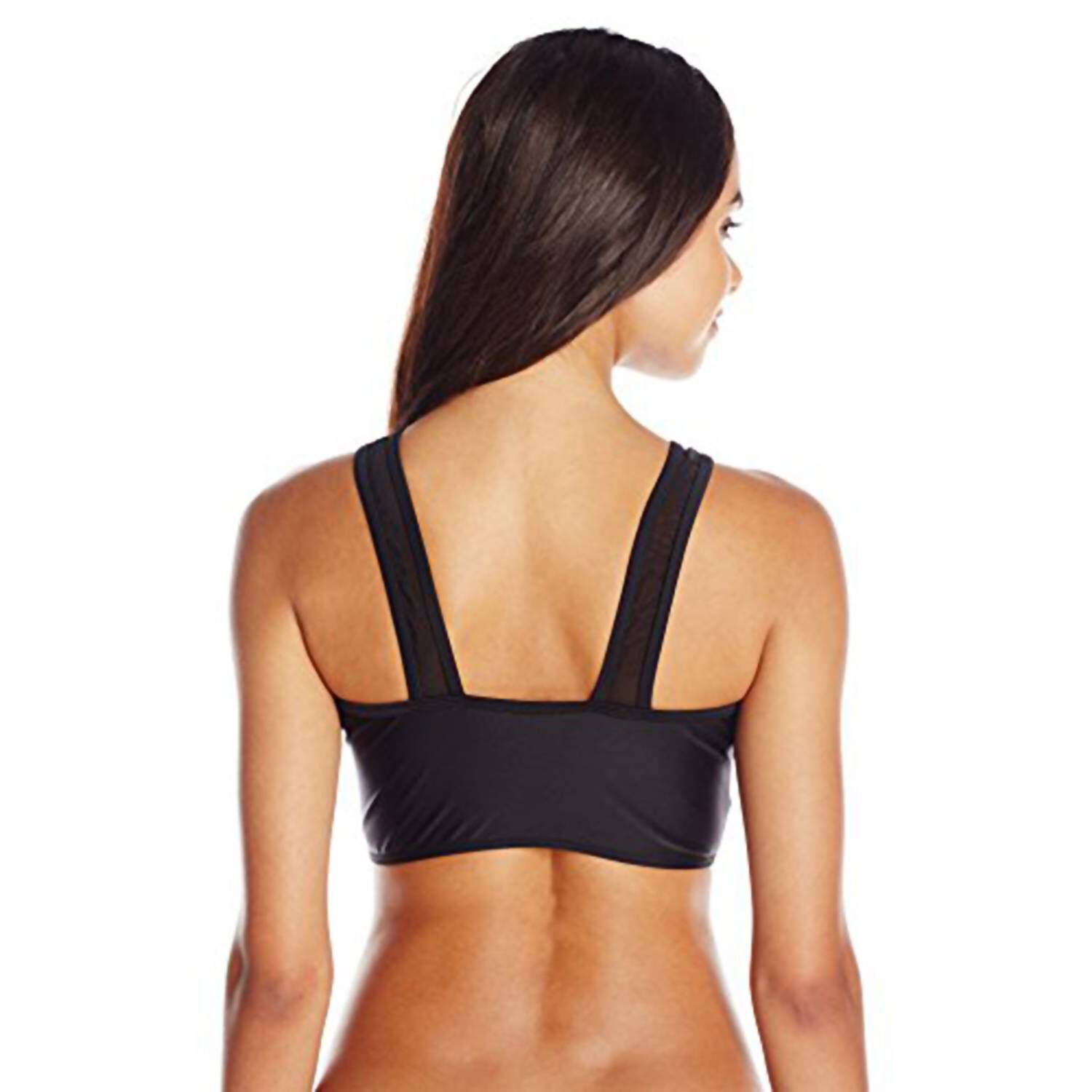 BOTTOM'S UP SPORT CREW NECK MESH BIKINI TOP IN BLACK, , alternate image number 4