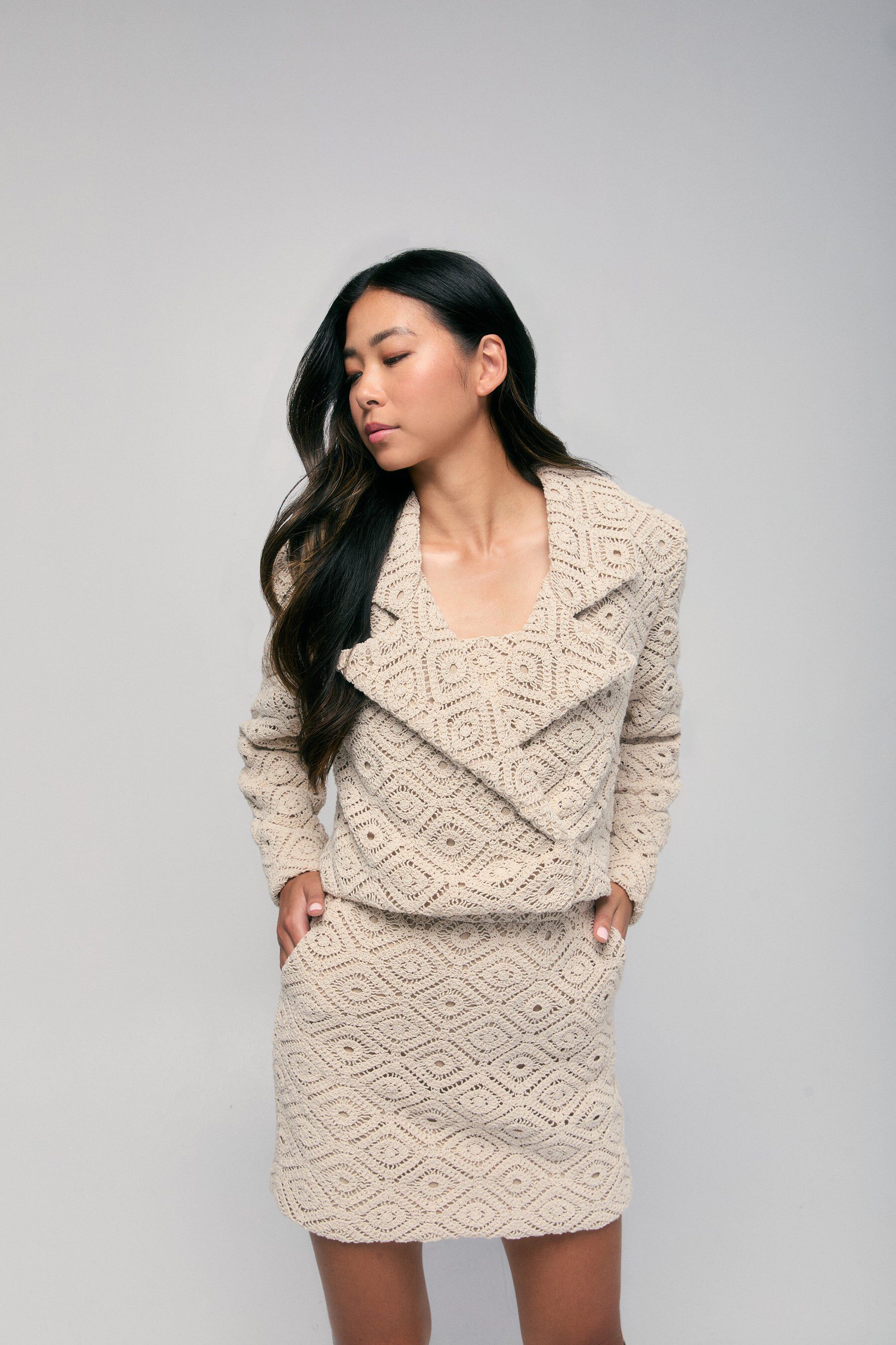 Crochet Blazer, cream / Beige, alternate image number 1
