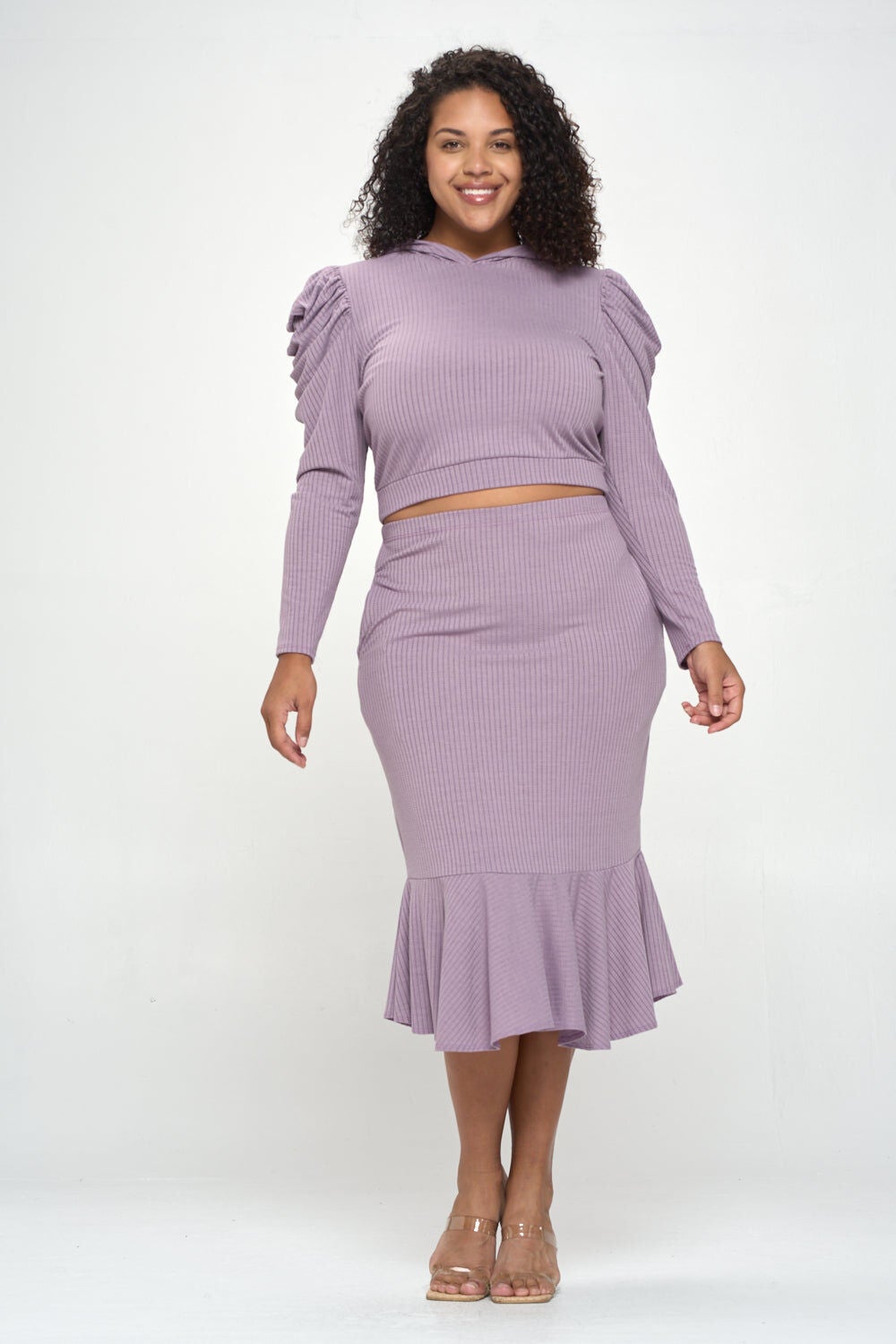 CARMEN TOP AND SKIRT SET, Purple Ash / Lilac, alternate image number 2