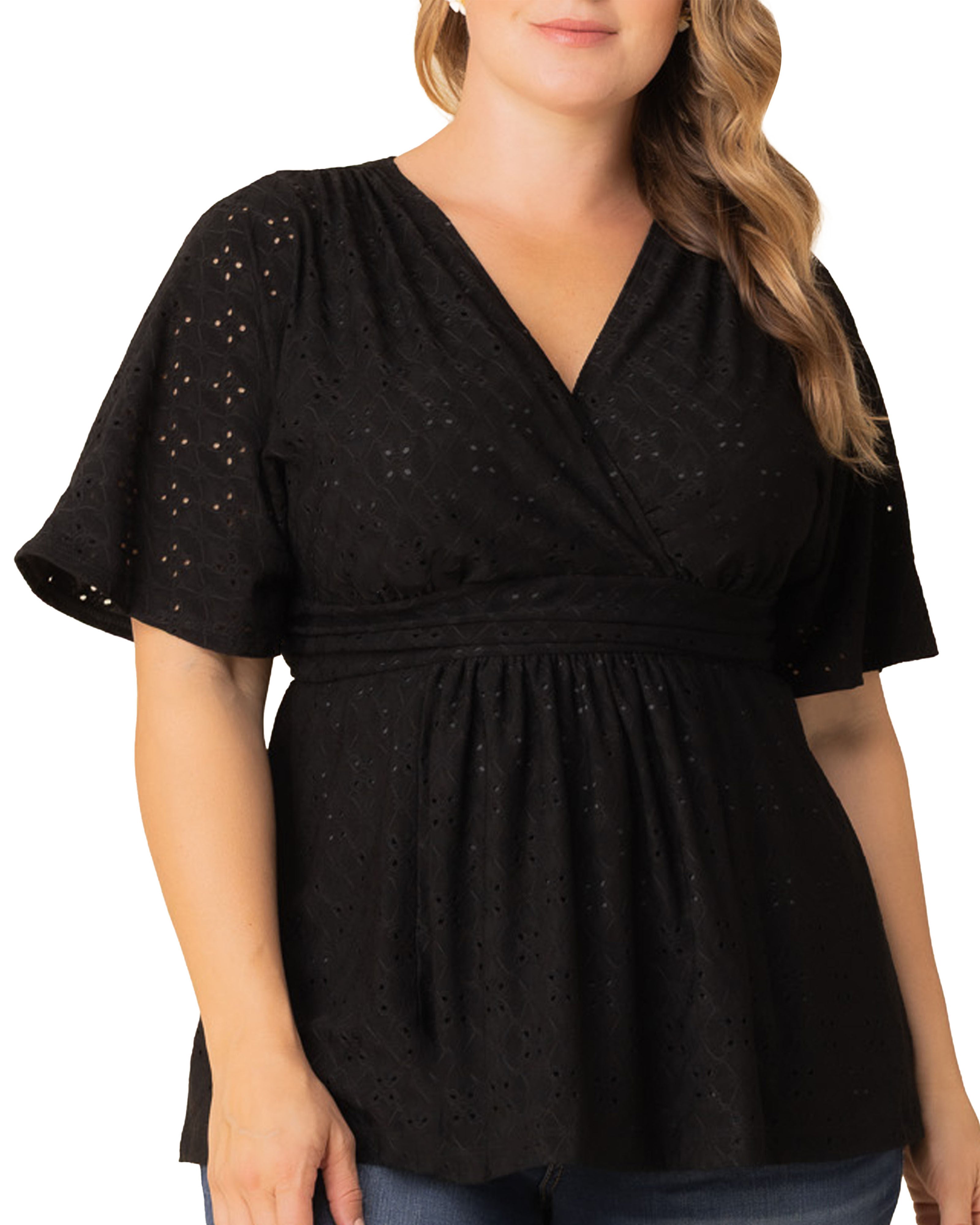 Sunny Day Eyelet Top, BLACK NOIR / Black, alternate image number 2