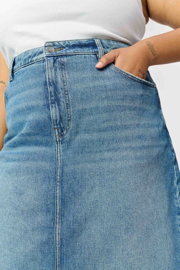 LIN PLUS - DENIM SKIRT | ROCKAWAY, ROCKAWAY / Dark Wash, alternate image number null
