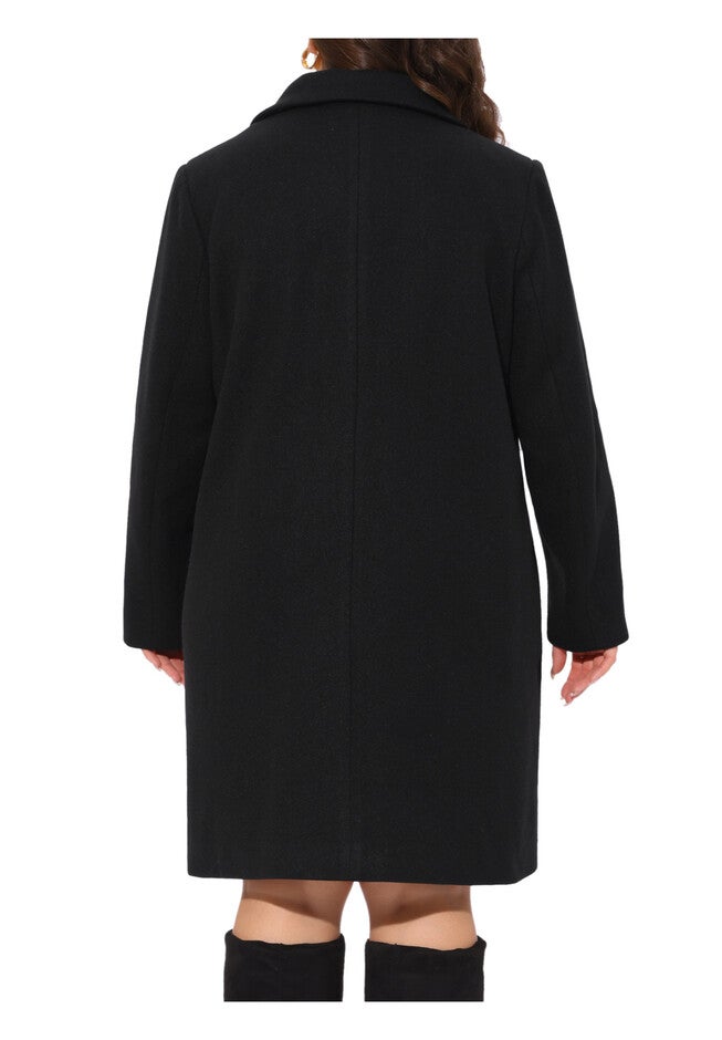 Single Breasted Notched Lapel Coat, Black / Black, alternate image number 3