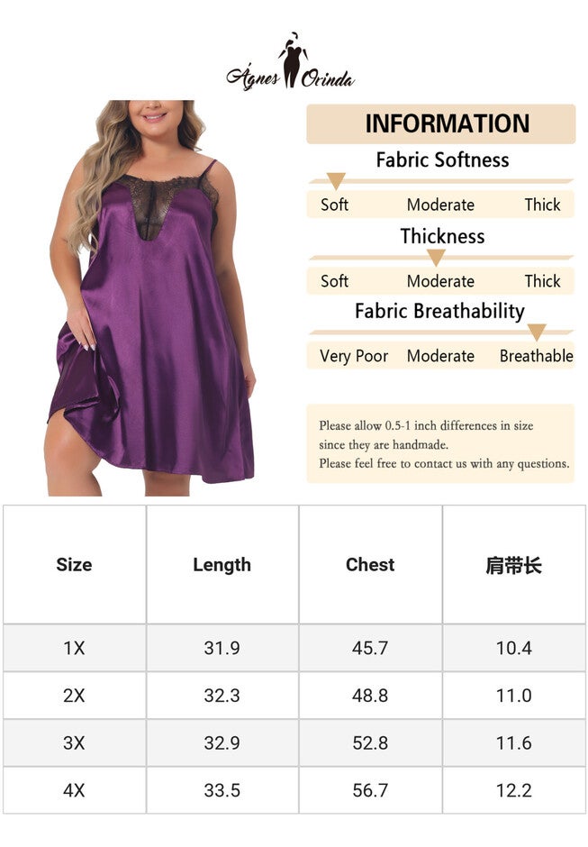 Lace Nightgown Spaghetti Lounge Sleep Dress, Purple / Purple, alternate image number 4
