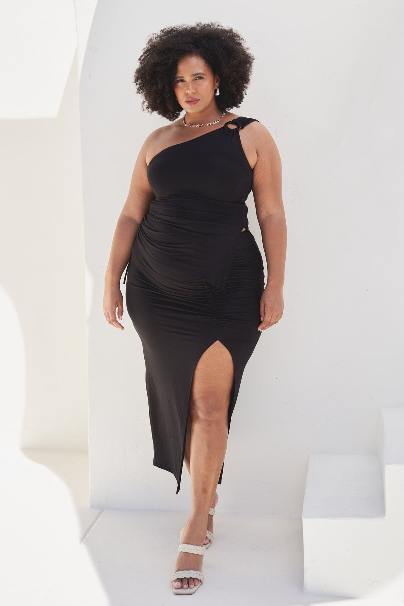 Casey Ruched Maxi Skirt, Black / Black, alternate image number 1