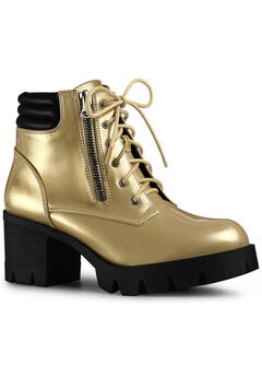 Platform Ankle Boots Lace Up Chunky Heel Combat Boots