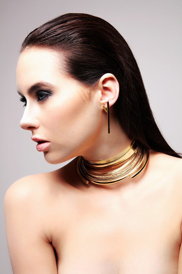 Large Stick Earrings Gold, Gold / Gold, alternate image number null