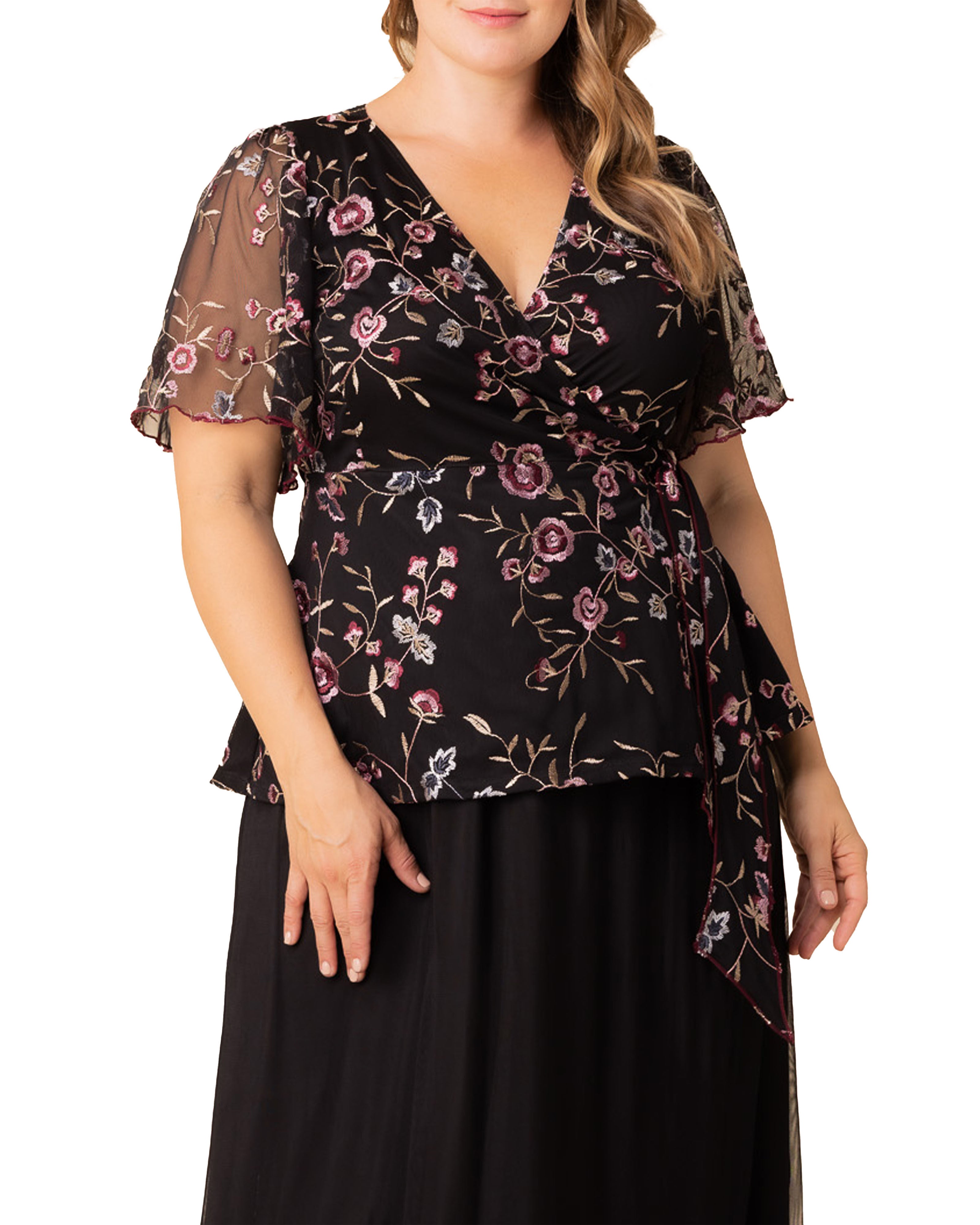 lillian embroidered cocktail dress product info and reviews Kiyonna Women's Lillian Embroidered Midi Cocktail Dress, XL