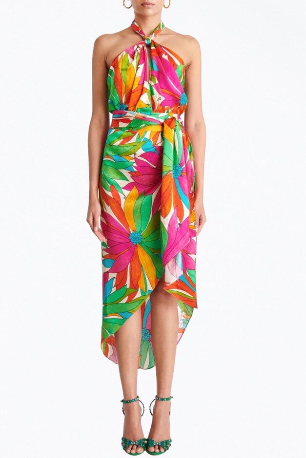 KIT FLORAL GATHERED SILK JACQUARD SKIRT IN FLORAL JUNGLE, , alternate image number null