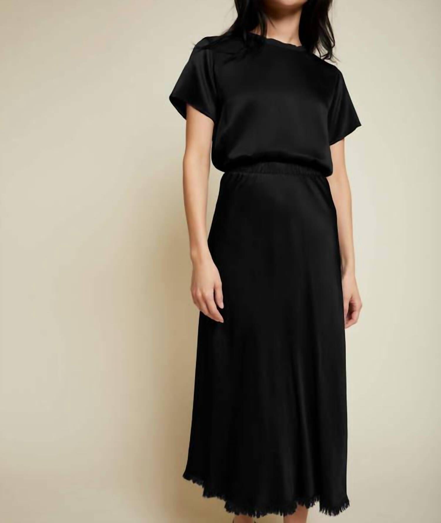 MABEL SATIN MIDI SKIRT IN BLACK, , alternate image number 4