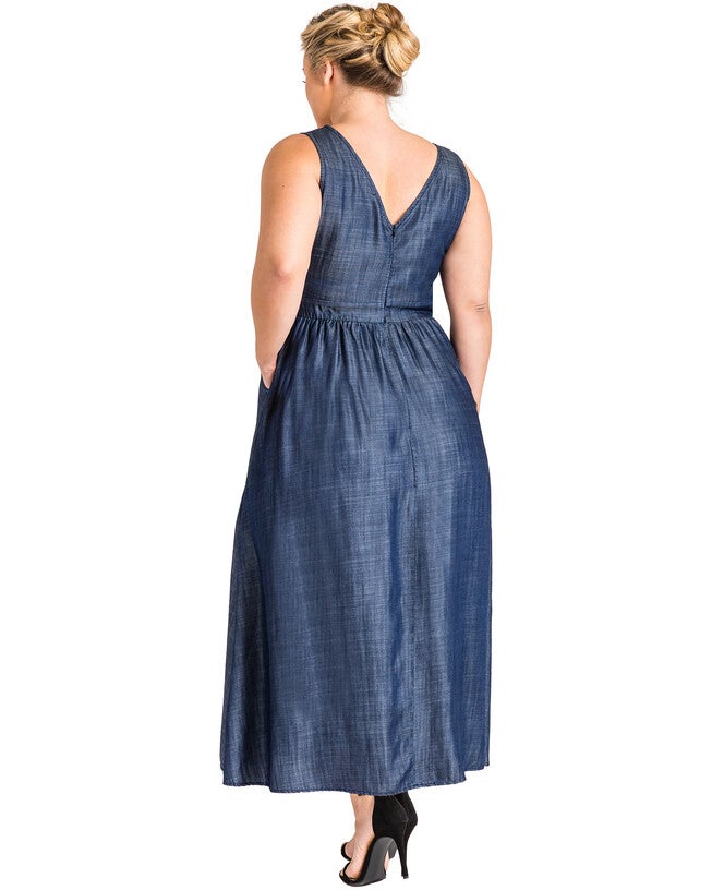 Plus Size Nimah A-Line Tencel Denim Maxi Dress, , alternate image number 4