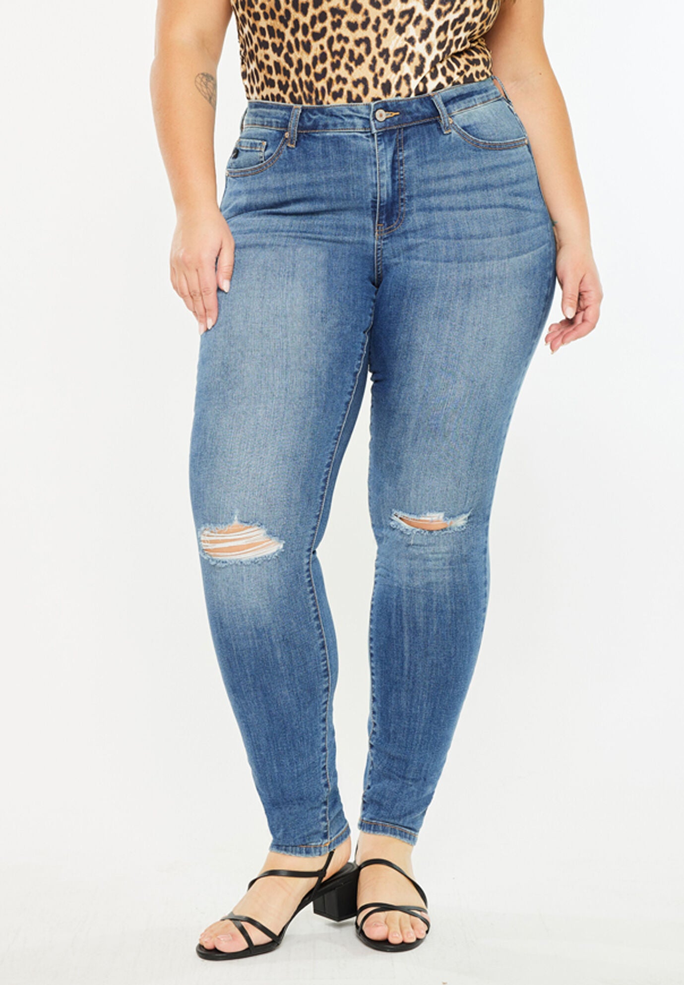Sharon Mid Rise Super Skinny (Plus Size), Medium Wash / Medium Wash, alternate image number 2