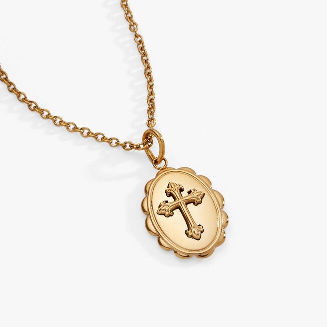 Cross Pendant Necklace, Gold / Gold, hi-res image number 0